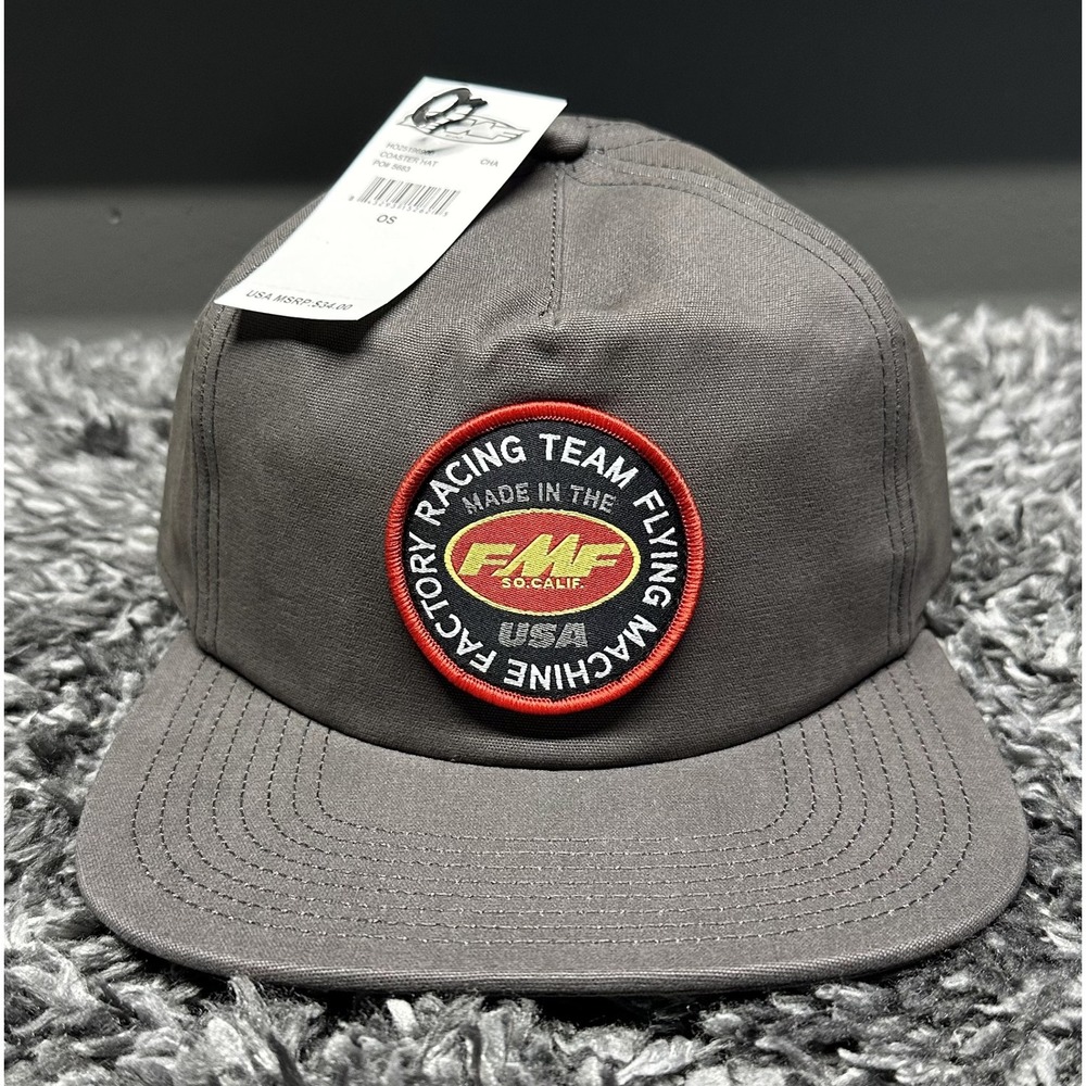 FMF Hat Cap Snapback Grey OSFM Coaster Flat Bill Moto Motocross So Cal New